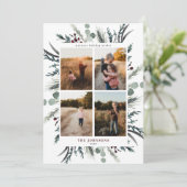 ブラックウィンターボタニカル4フォトホリデーカード シーズンカード (スタンド正面)