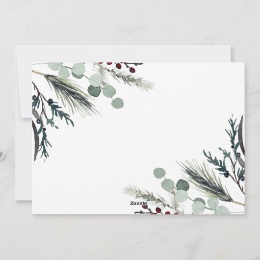 ブラックウィンターボタニカル4フォトホリデーカード シーズンカード (裏面)