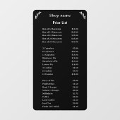 ブラックウィンドウクリングの価格リスト ウィンドウサイン (シート)