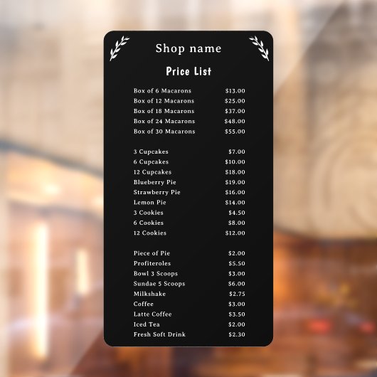 ブラックウィンドウ固定の価格表 ウィンドウサイン (シート2)