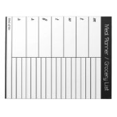 ブラックウィークリークリーミールプランナー-ショッピングリスト ノートパッド (正面)