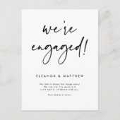 ブラックウィーズハンド婚約したレタリング婚約 案内ポストカード (正面)