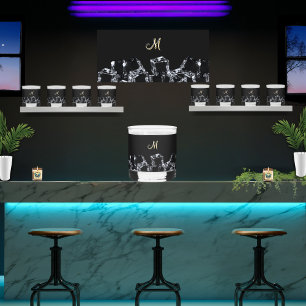 ブラックウイスキーガラスモノグラムきらめくアイキューブ ウイスキーグラス