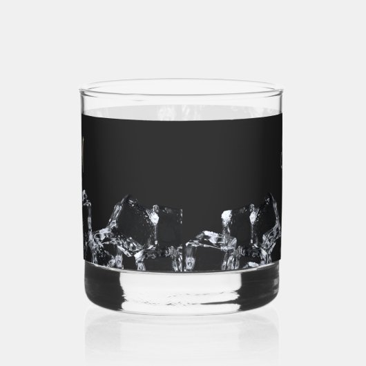 ブラックウイスキーガラスモノグラムきらめくアイキューブ ウイスキーグラス (左)