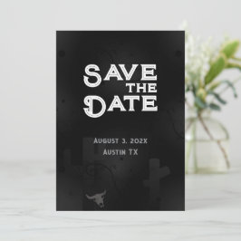 ブラックウェスタンゴシック写真Save The Date Card セーブザデート