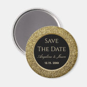 ブラックウェディングと金ゴールドウェディング日付磁石を保存 マグネット (正面/裏面)