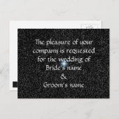 ブラックウェディングに銀色の星を招待はがき インビテーションポストカード (正面/裏面)