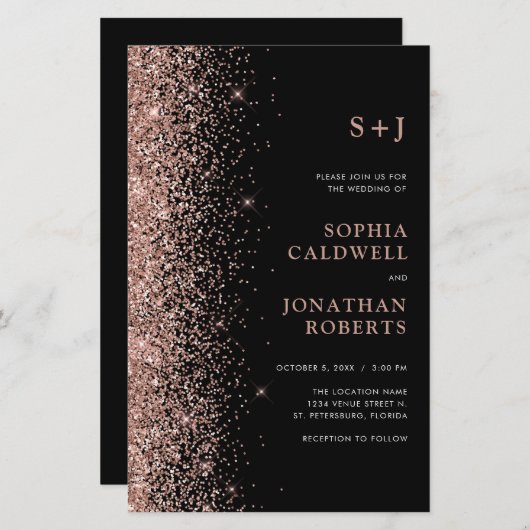 ブラックウェディングへの招待に対する予算の全グリッターを1つに (正面/裏面)