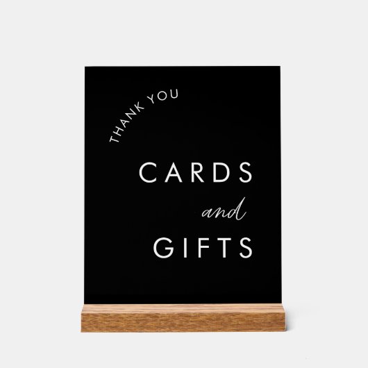 ブラックウェディングカードとギフトテーブル アクリルサイン (正面)