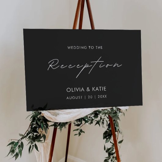 ブラックウェディングレセプションウェルカムサイン ポスター
