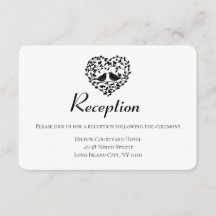 ブラックウェディングレセプションハート型フラワーラブバード