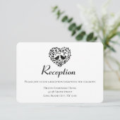 ブラックウェディング レセプション ラブバード フラワーハート エンクロージャーカード (スタンド正面)