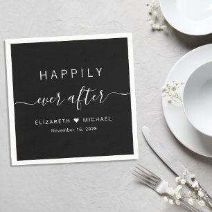 ブラックウェディング Chic Happily Ever After スタンダードカクテルナプキン