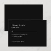 ブラックウェディングRSVPカード 出欠カード (正面/裏面)