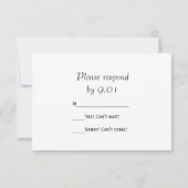 ブラックウェディングRSVP応答カード上の白い蘭 出欠カード (裏面)