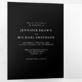 ブラックウェディングRsvp親切に返信 三つ折りカード (内部最初)