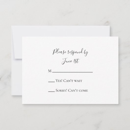 ブラックウェディングRSVP返信カード上の白い結晶 出欠カード (裏面)