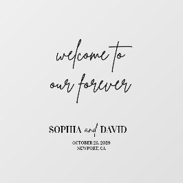 ブラックウェルカムフォーエバー結婚ズ鏡デカール ウィンドウサイン