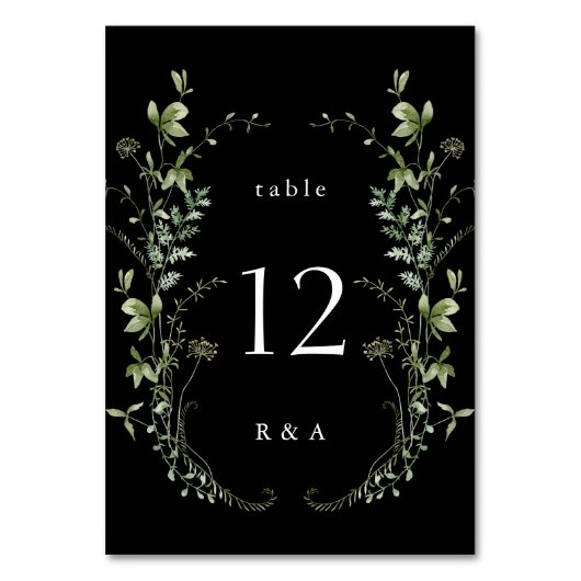 ブラックウエレガントォーター色ワイルドフラワー結婚ズ テーブルナンバー (裏面)