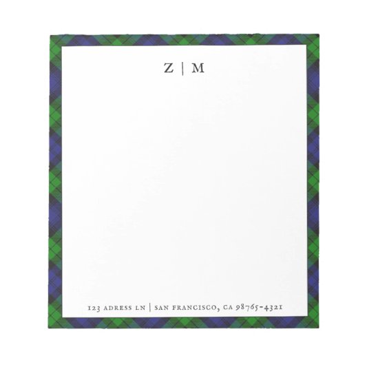 ブラックウォッチカンフェルクランタータンチェックプレイドパターン ノートパッド (正面)