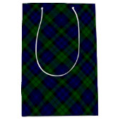 ブラックウォッチタータンチェックブルーグリーンプレイド ミディアムペーパーバッグ (正面)
