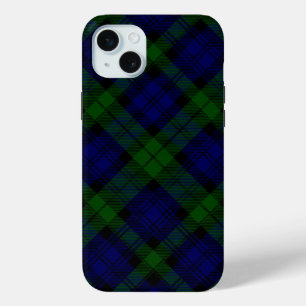 ブラックウォッチタータンチェックブルーグリーンプレイド iPhone 15 MINIケース