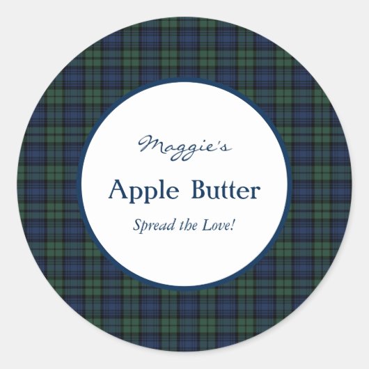 ブラックウォッチタータンチェックプレイドジャムジャムラベルル ラウンドシール (正面)