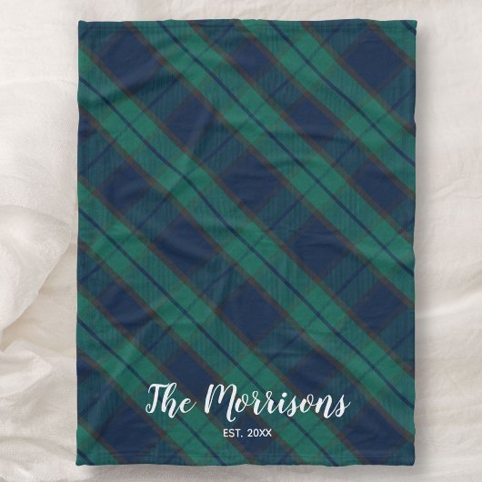 ブラックウォッチタータンチェックプレイド名前をカスタムする年間Est. フリースブランケット