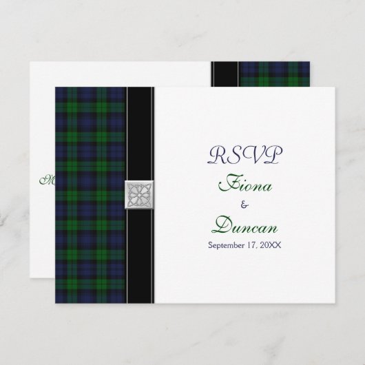 ブラックウォッチタータン ケルトの返答カード 出欠カード (正面/裏面)