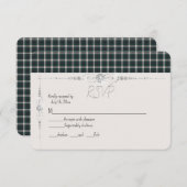 ブラックウォッチドレスモダンオリジナルスコティッシュタータンチェック 出欠カード (正面/裏面)