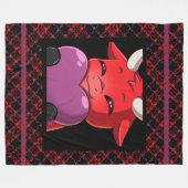 ブラックウォッチブルピュータータンチェックチャット愛 フリースブランケット (正面(横))