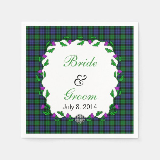 ブラックウォッチ軍隊ケルト結婚式の引き出物 スタンダードカクテルナプキン (正面)