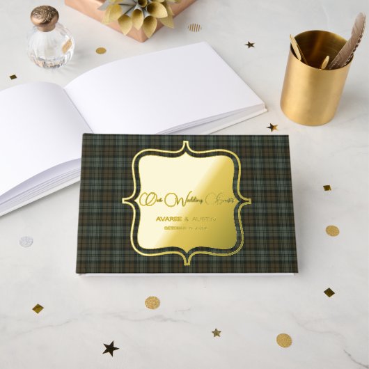 ブラックウォッチ風化オリジナルスコットランドタータンチェック ゲストブック (正面見開き)