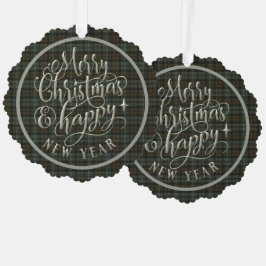 ブラックウォッチ風化スコットランドタータンチェッククリスマス オーナメントカード