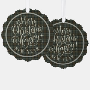 ブラックウォッチ風化スコットランドタータンチェッククリスマス オーナメントカード