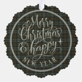 ブラックウォッチ風化スコットランドタータンチェッククリスマス オーナメントカード (裏面)