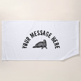 ブラックウォラスシンプルイラストレーション ビーチタオル