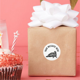 ブラックウォラスシンプルイラストレーション ラウンドシール