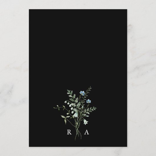 ブラックウォーエレガントターカラーのワイルドフラワー結婚ズメニュー メニュー (裏面)