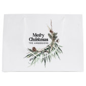 ブラックウォーエレガントターカラー植物性クリスマスシック ラージペーパーバッグ (正面)