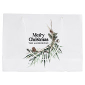 ブラックウォーエレガントターカラー植物性クリスマスシック ラージペーパーバッグ (裏面)