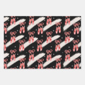 ブラックウォーターの色のクリスマスパターンセット ラッピングペーパーシート (正面2)