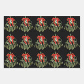 ブラックウォーターの色のクリスマスパターンセット ラッピングペーパーシート (正面)