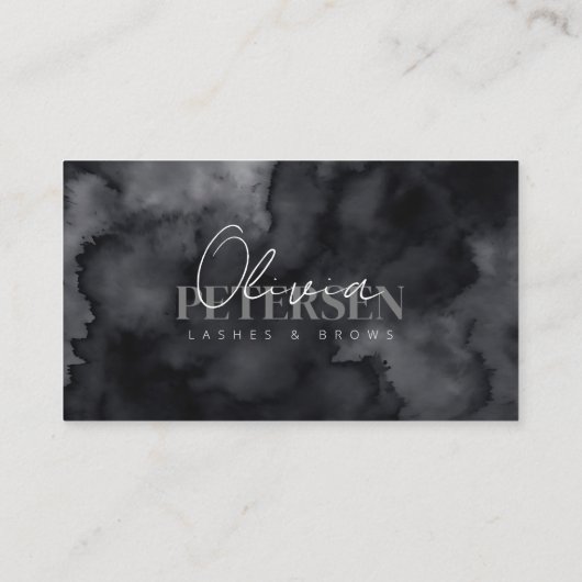 ブラックウォーターの色まばたきブローズスクリプトタイポグラフィ 名刺 (裏面)