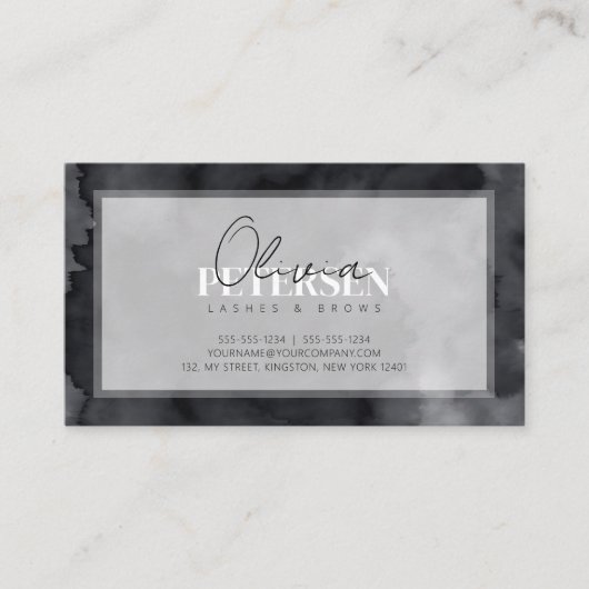ブラックウォーターの色まばたきブローズスクリプトタイポグラフィ 名刺 (正面)