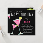 ブラックウォーターカラーカクテルハッピーバースデー カード (正面/裏面インサイチュ)