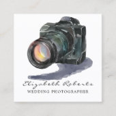 ブラックウォーターカラーカメラ結婚金ゴールドの写真家 スクエア名刺 (正面)