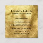 ブラックウォーターカラーカメラ結婚金ゴールドの写真家 スクエア名刺 (裏面)