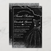 ブラックウォーターカラードレス&シルバーグラムエッジスイート16 招待状 (正面/裏面)