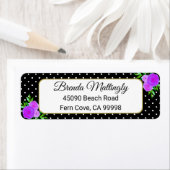 ブラックウォーターカラーパープルフローラドット差出人住所 ラベル (インサイチュ)